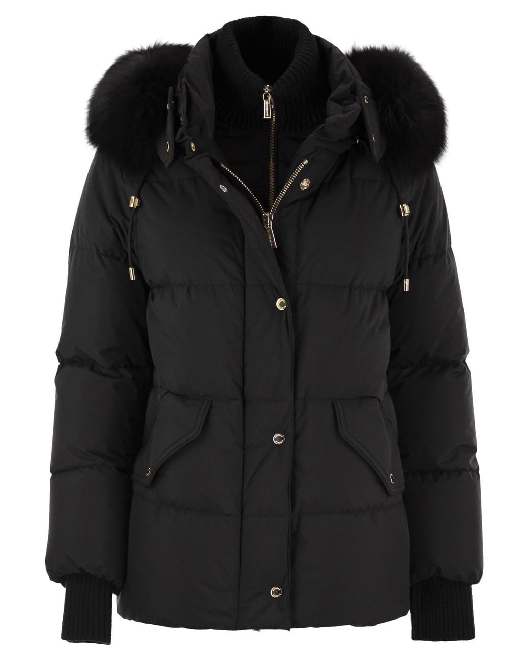 Moorer Black Attica Stp Short Down Jacket With Hood And Fur