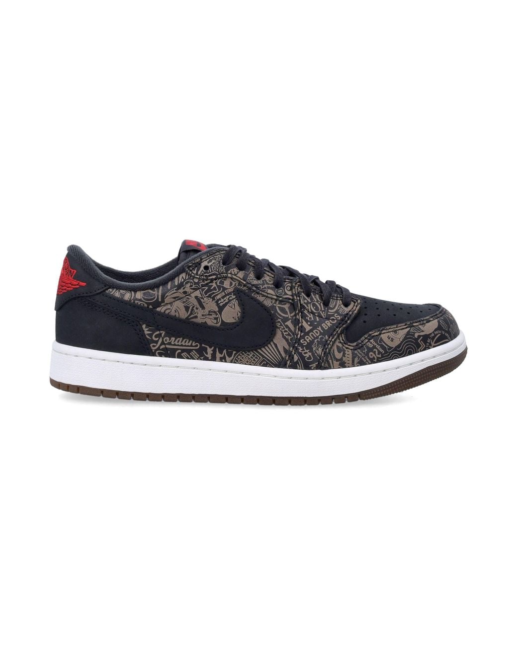 Nike Black Jordan Air Jordan 1 Low Og Laser-Graphic Premium Leather Sneakers for men