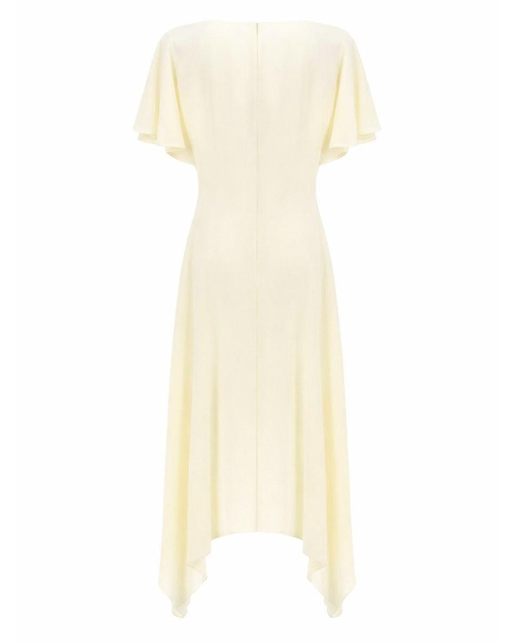 Stella McCartney White Fluid V-Neck Asymmetric Midi Dress