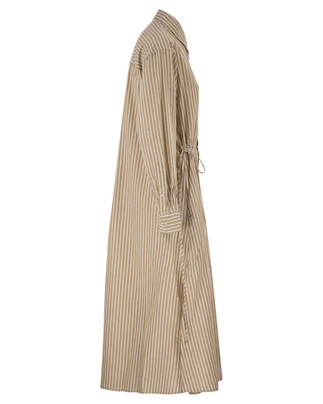 Polo Ralph Lauren Natural Striped Linen Cotton Shirt Dress With Drawstring