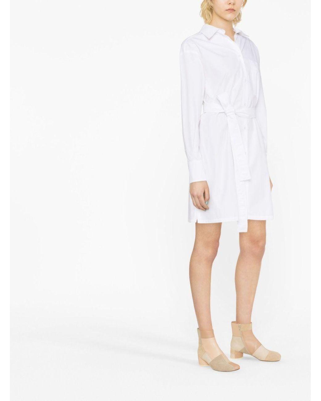 Sportmax White Belted Poplin Shirtdress