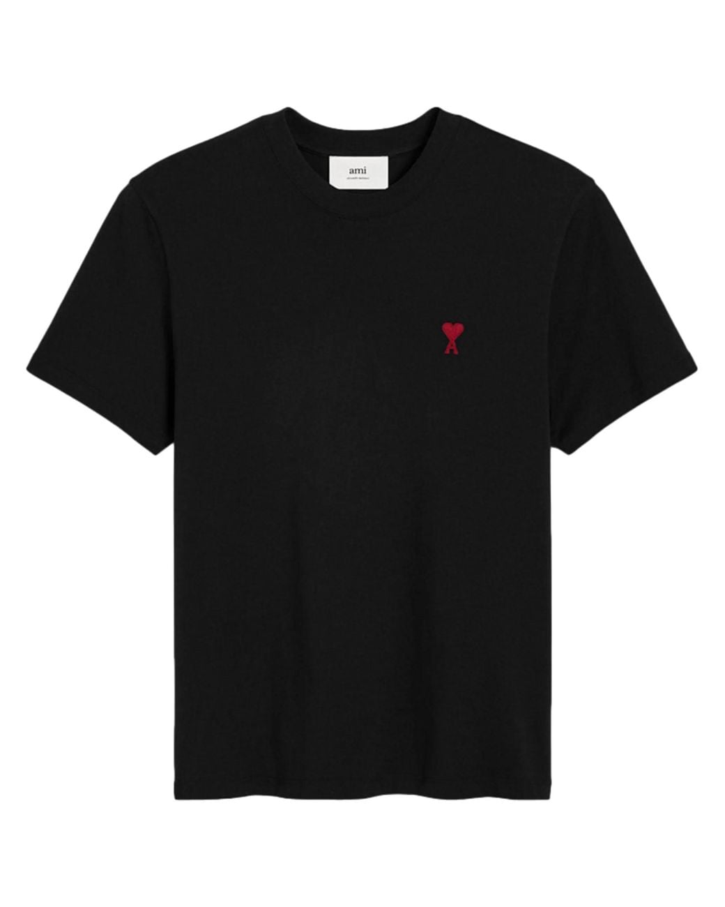 AMI Black Tshirt De Coeur Rouge