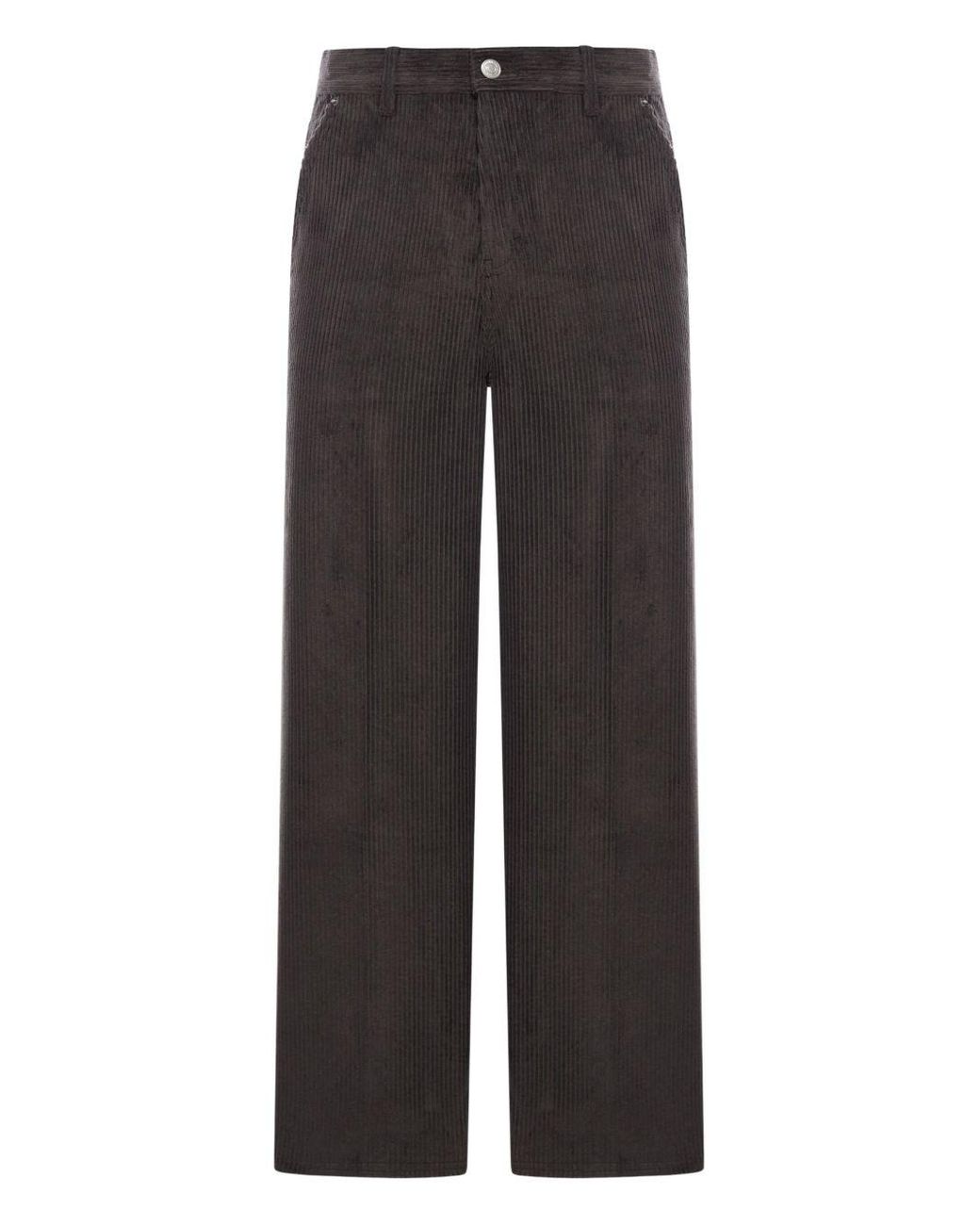 AMI Gray Corduroy Wide-Leg Trousers for men