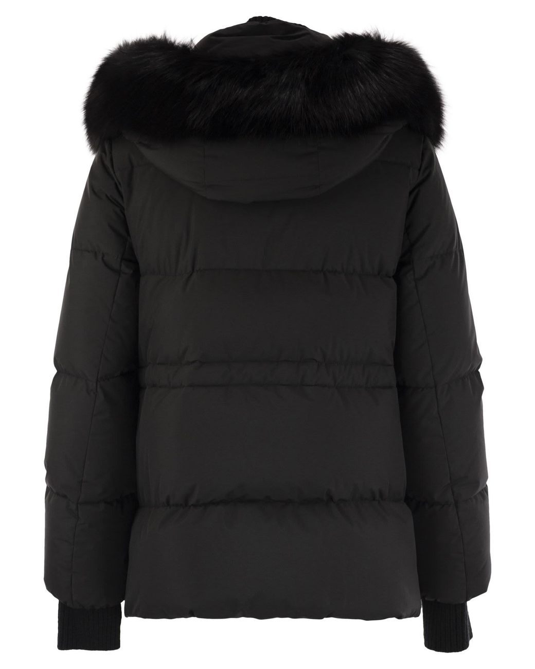 Moorer Black Attica Stp Short Down Jacket With Hood And Fur
