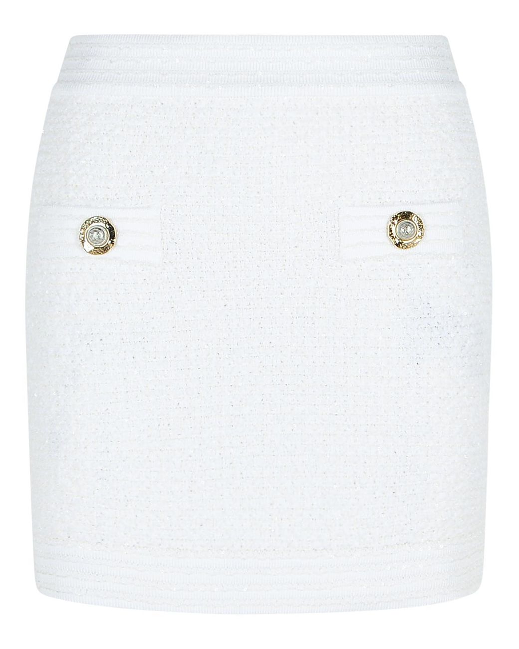 Balmain White Cotton Blend Mini Rok