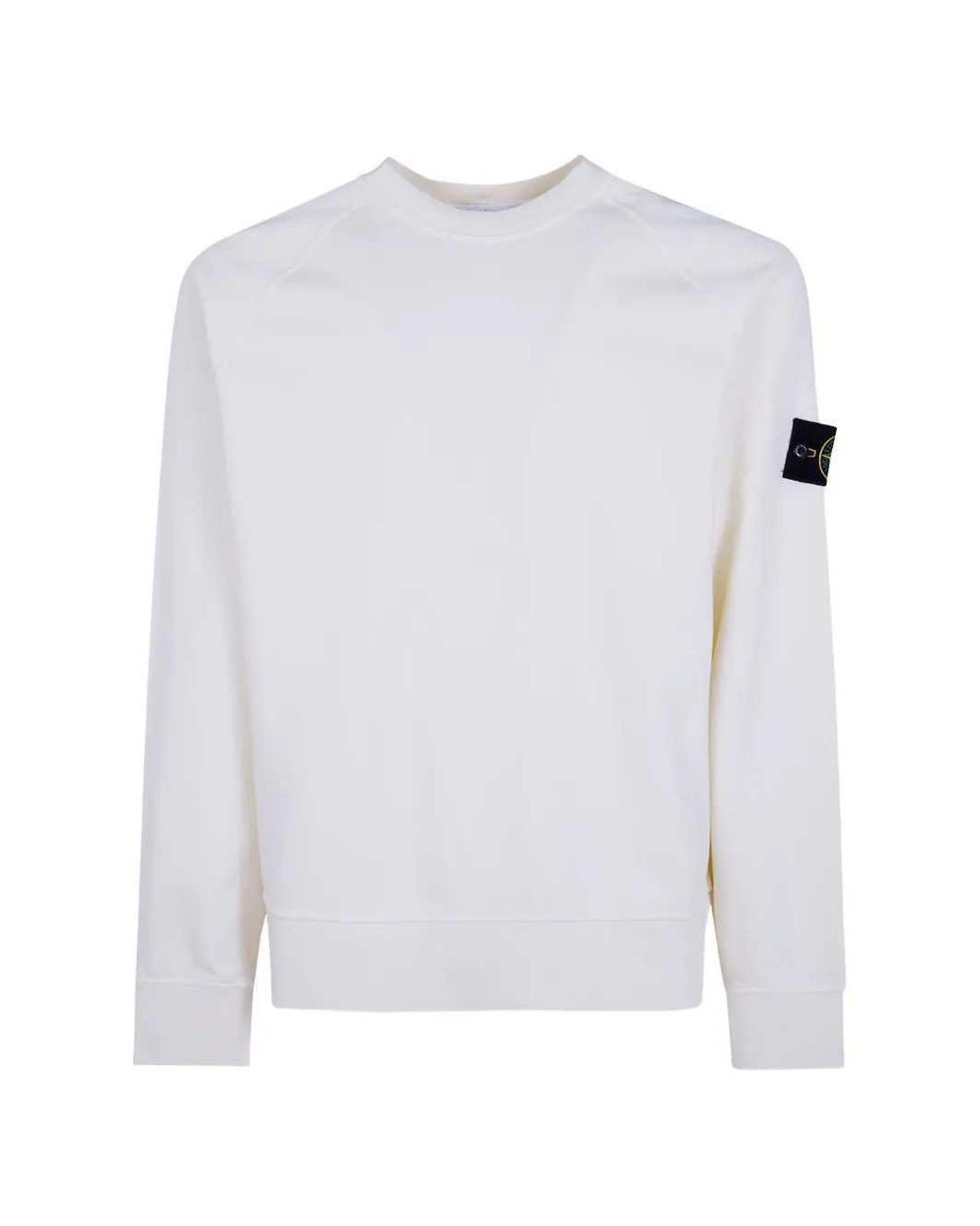 Stone Island White Raglan-Sleeve Sweatshirt for men