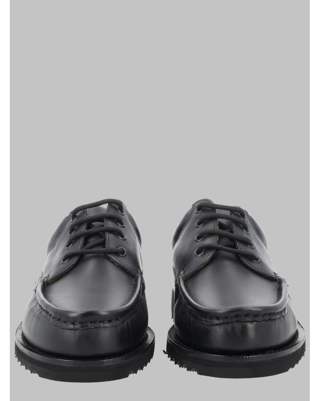 Paraboot Gray Leather Moc Toe Derby Shoes for men