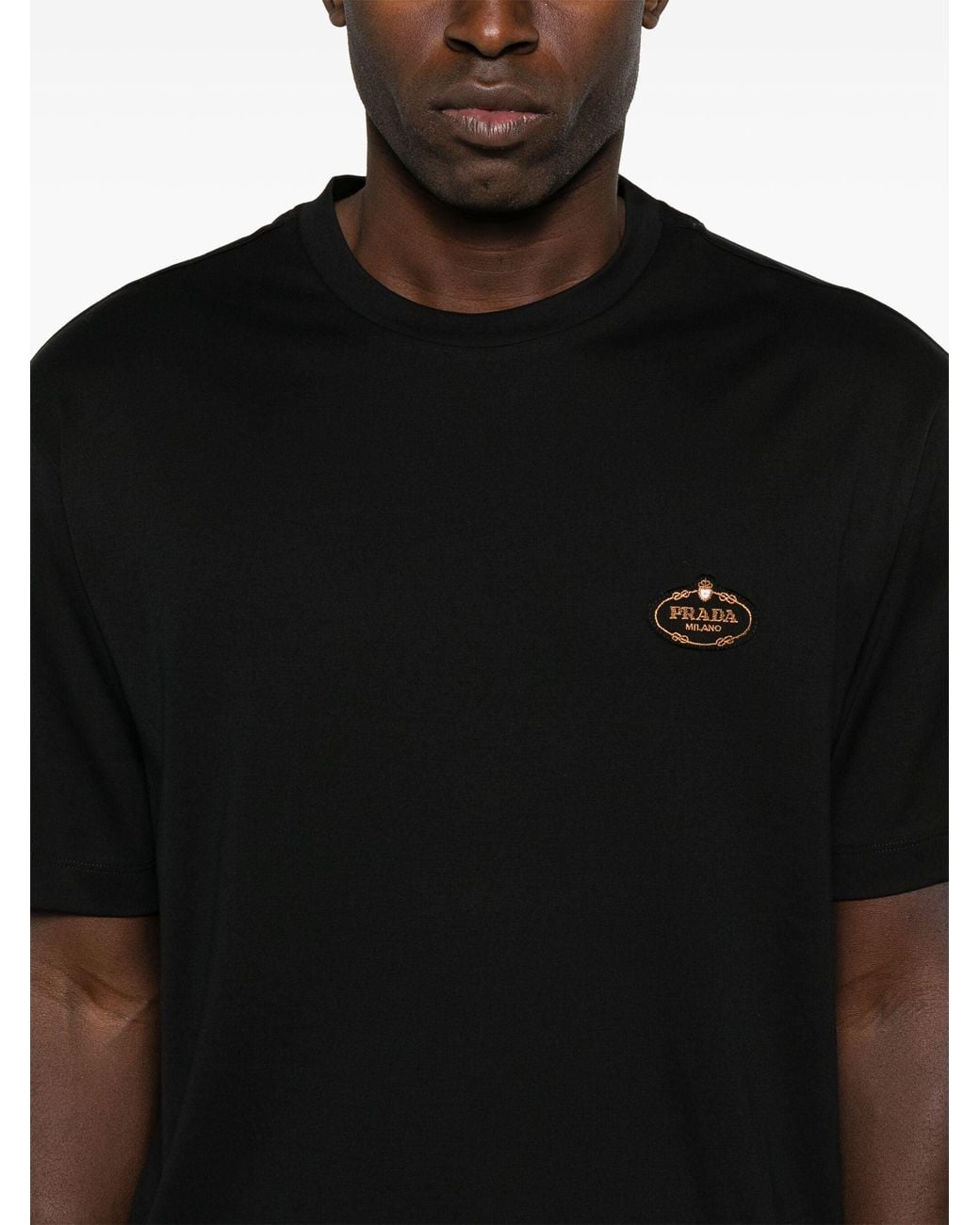 Prada Black Logo-Patch T-Shirt for men