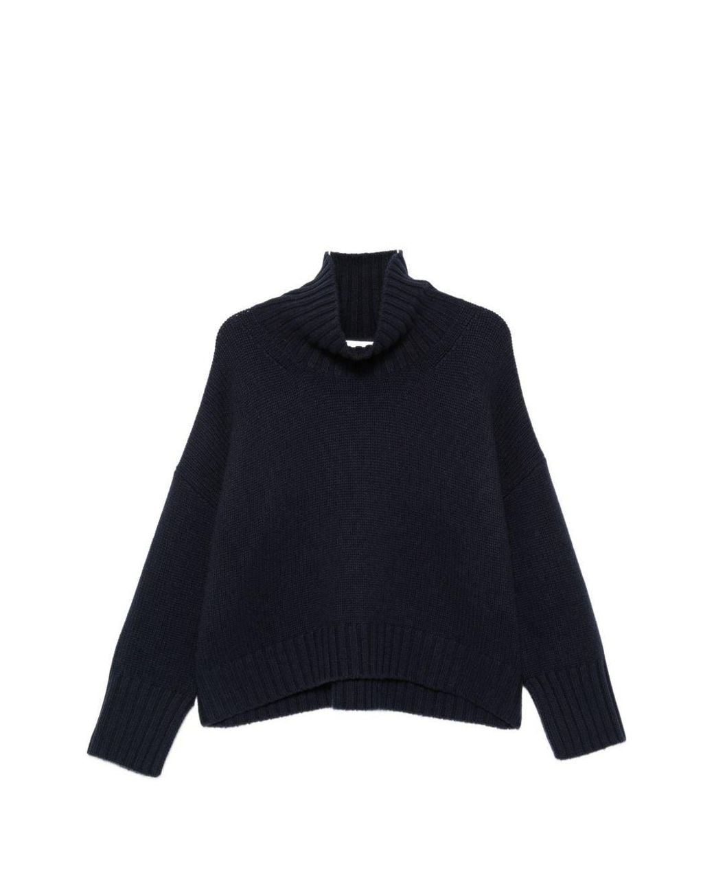 Soft Goat Blue Cashmere Turtle-Neck Sweater