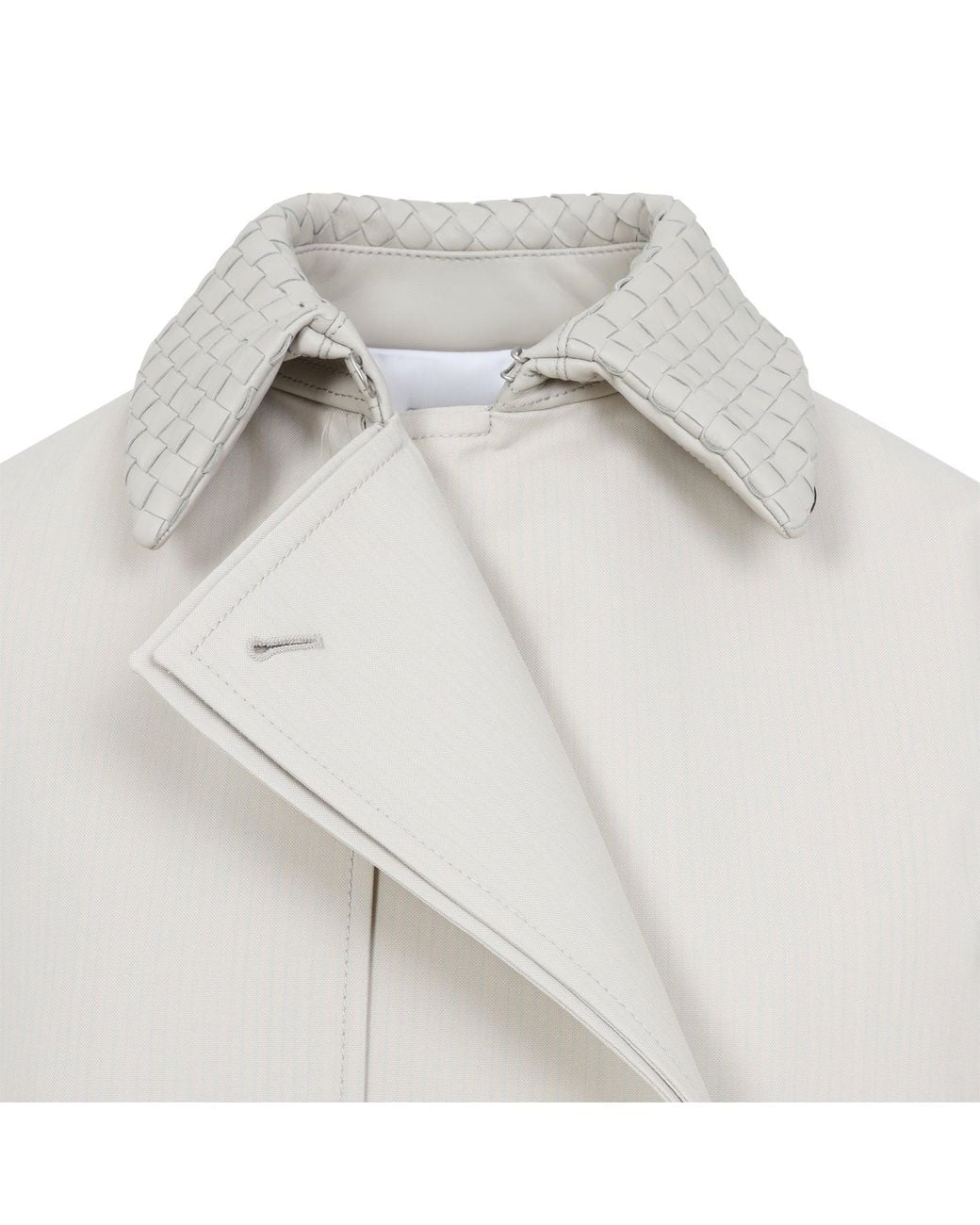 Bottega Veneta White Wool Cotton Striped Coat