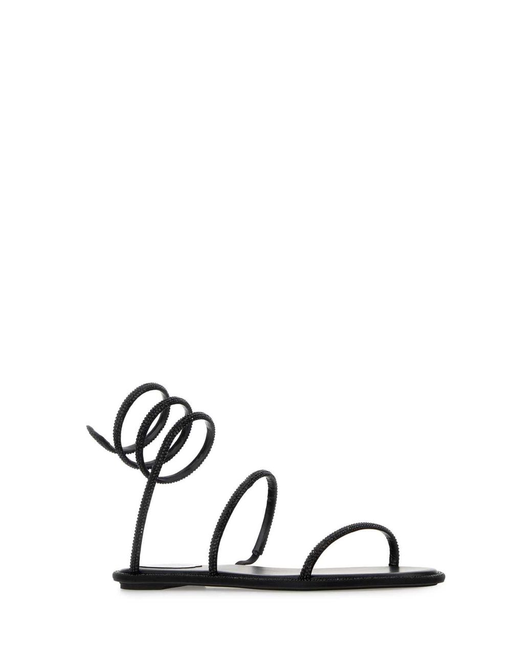 Rene Caovilla Black Embellished Satin Cleo Sandals