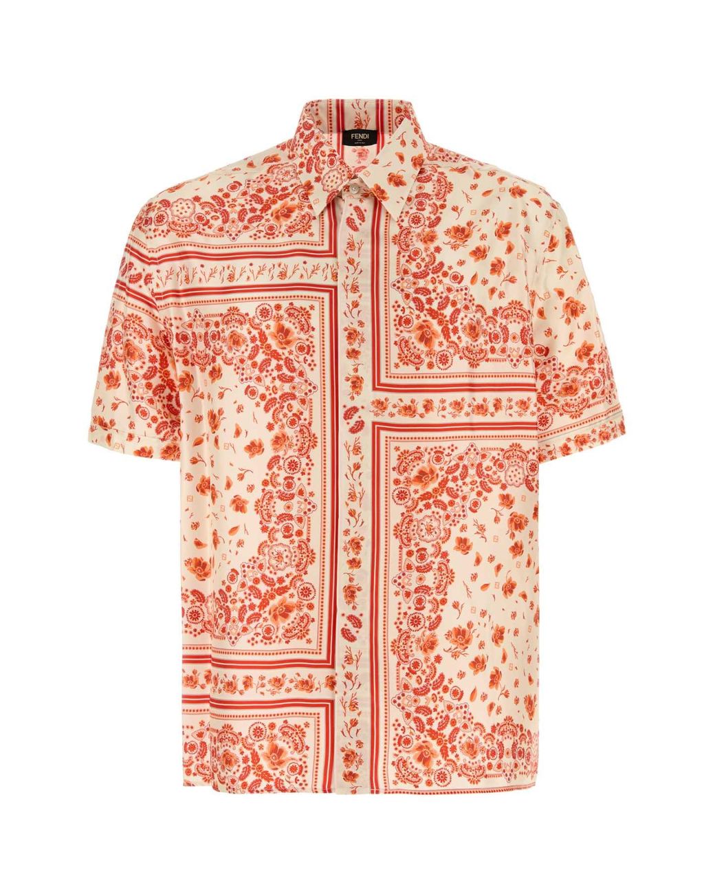 Fendi Orange Silk Shirt for men