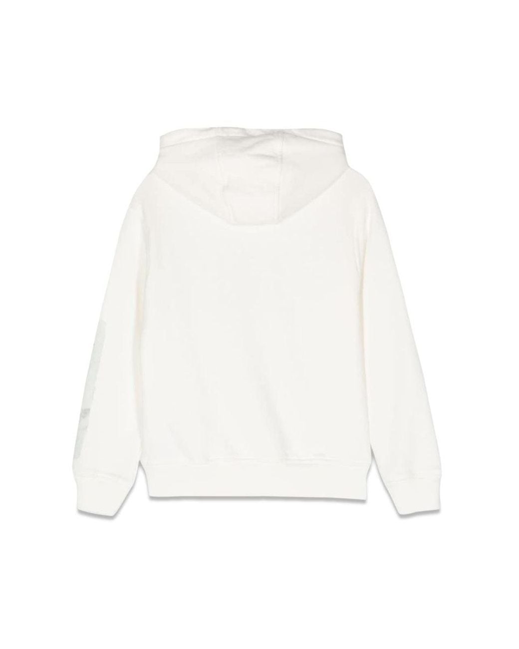 C P Company White Graphic Logo Hoodie