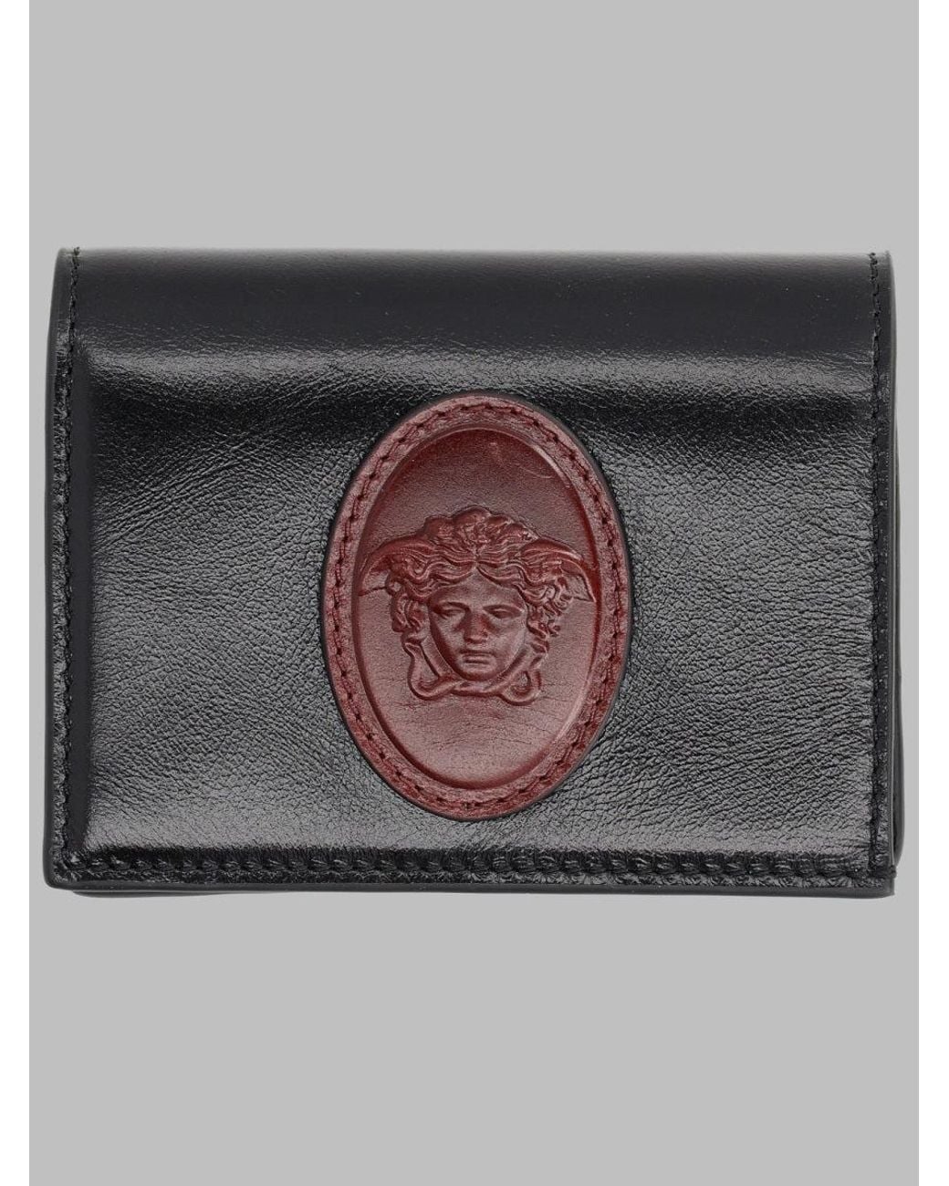 Versace Gray Compact Leather Wallet