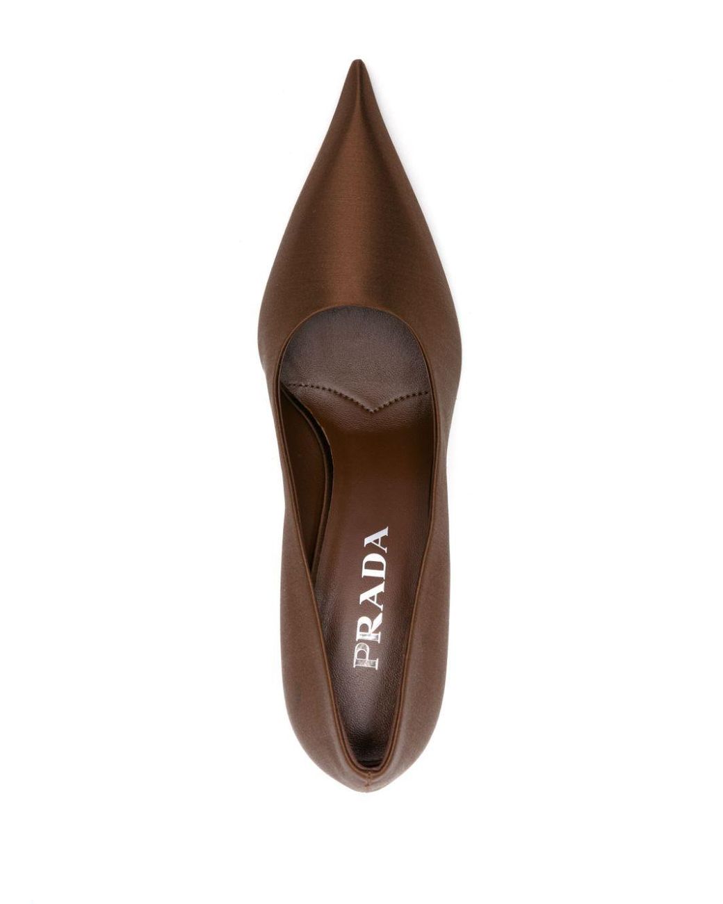 Prada 90 Mm Zijden-Satijnen Pumps Met Puntige Neus in het Brown