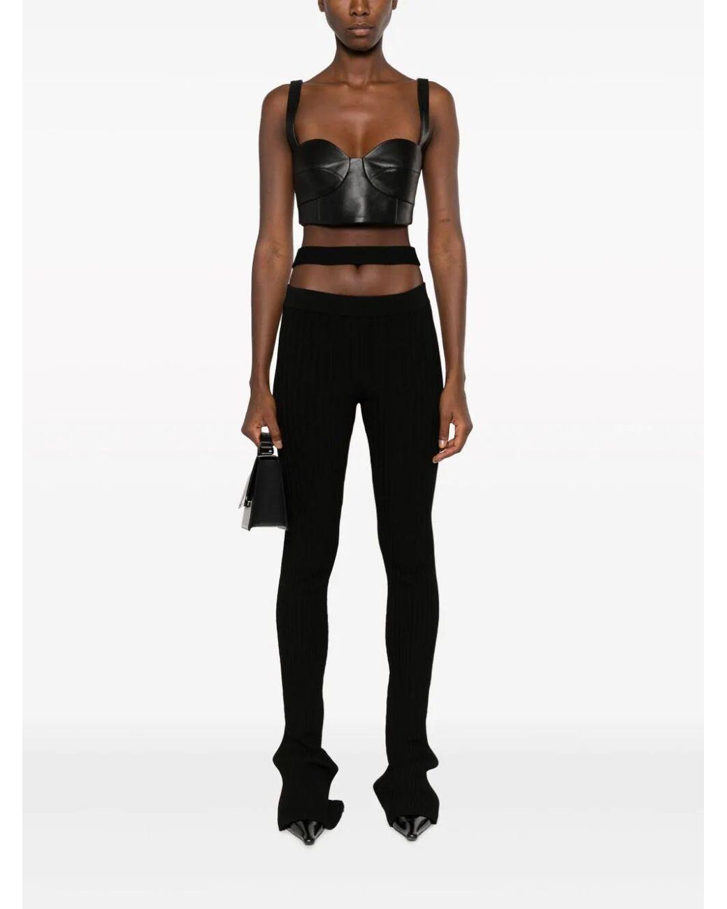 ANDREADAMO Black Andreadamo Ribbed Knit Flare Pants