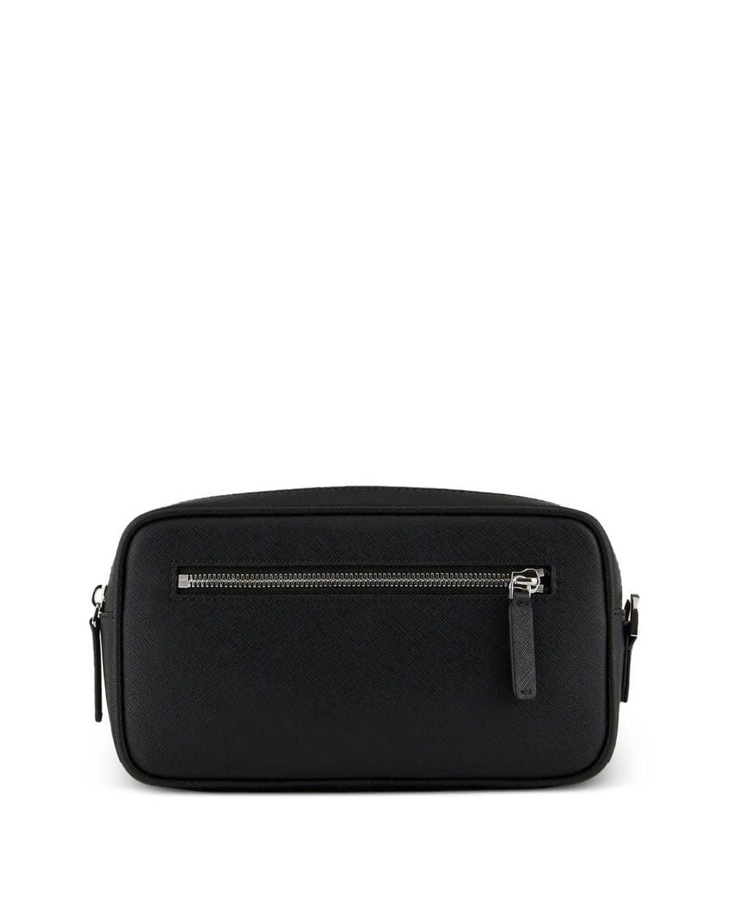 Emporio Armani Black Regenerated Saffiano Leather Beauty Case With Eagle Plate for men