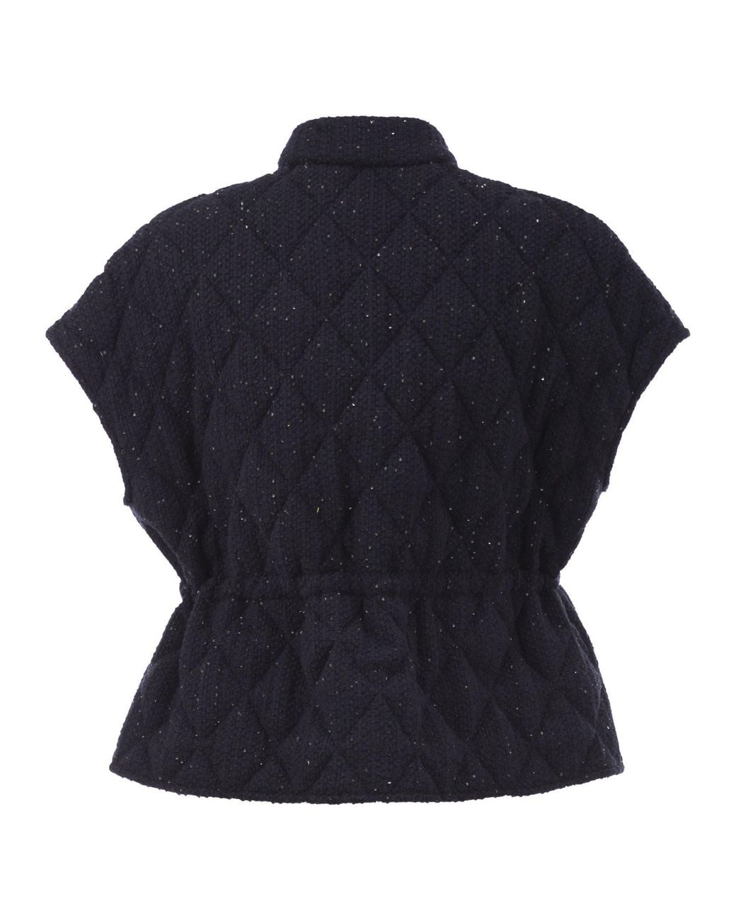 Fabiana Filippi Blue Quilted Virgin Wool, Silk And Cashmere Gilet With Sequins