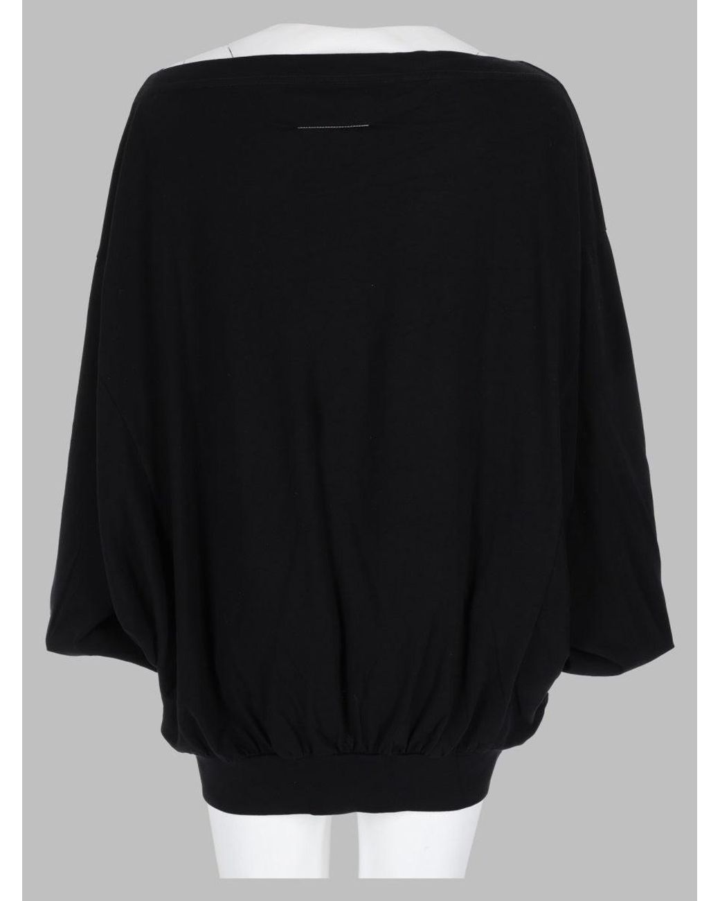 MM6 by Maison Margiela Black Off-Shoulder Oversized Cotton Sweatshirt