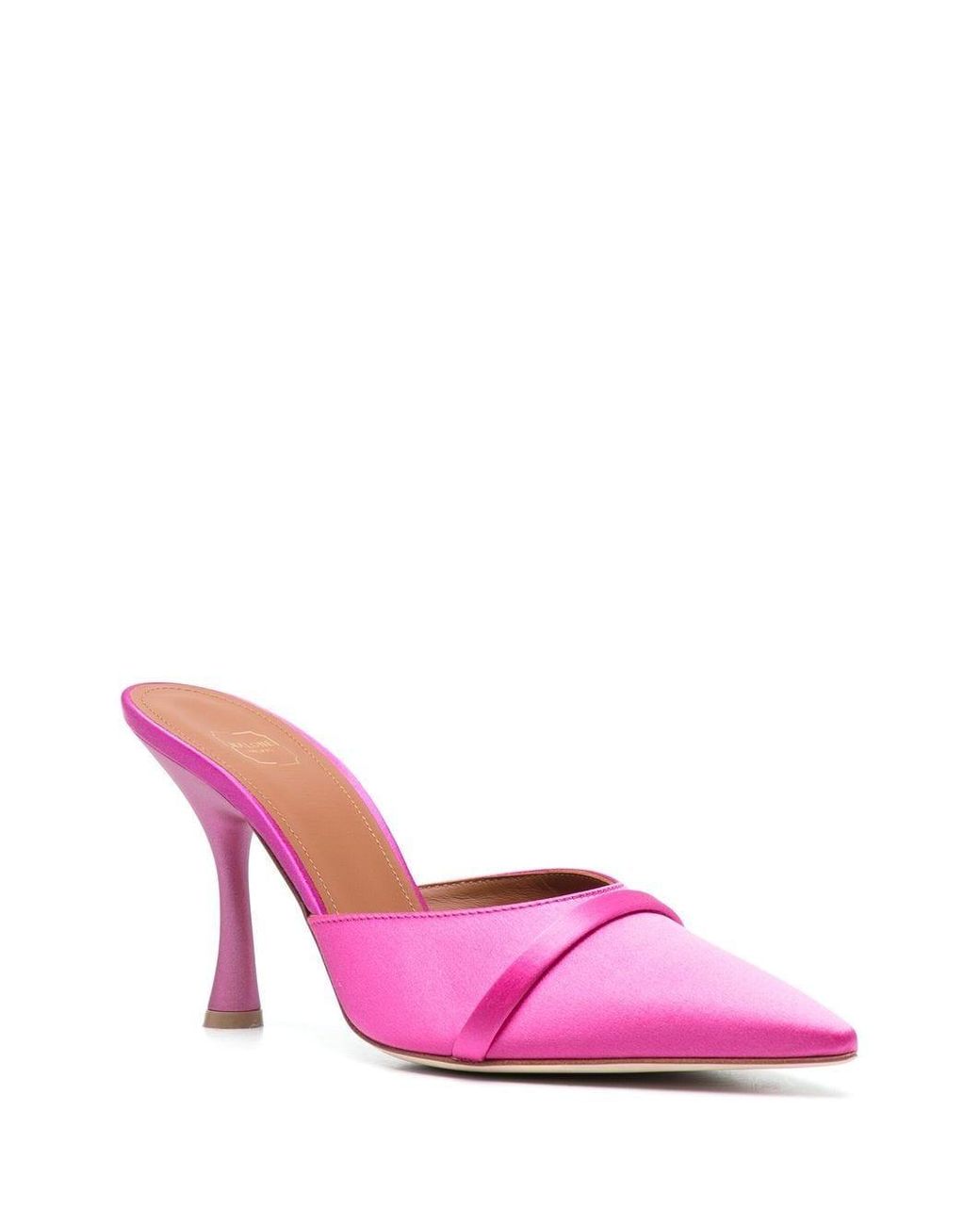 Malone Souliers Pink Joella 90 Satin Heel Mules