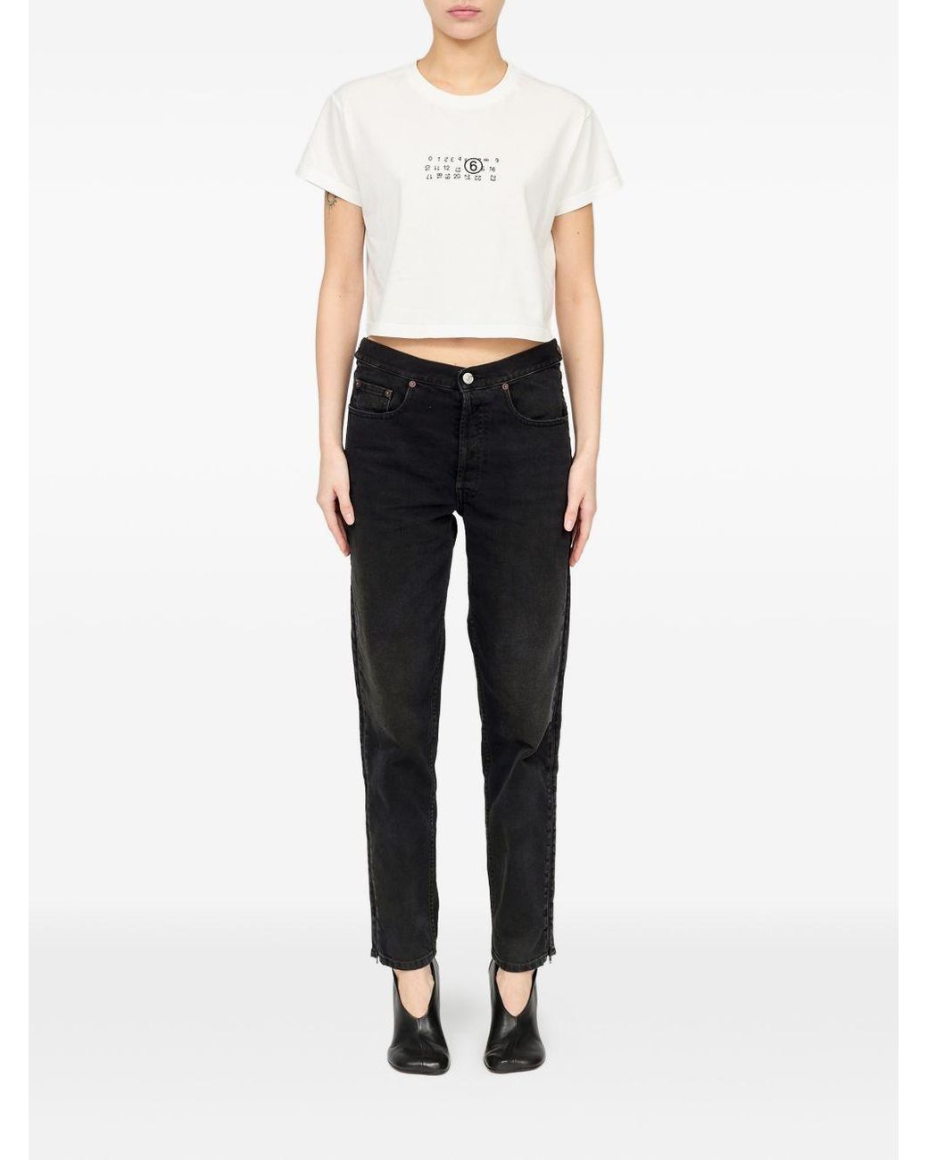 MM6 by Maison Margiela White Logo Cotton T Shirt