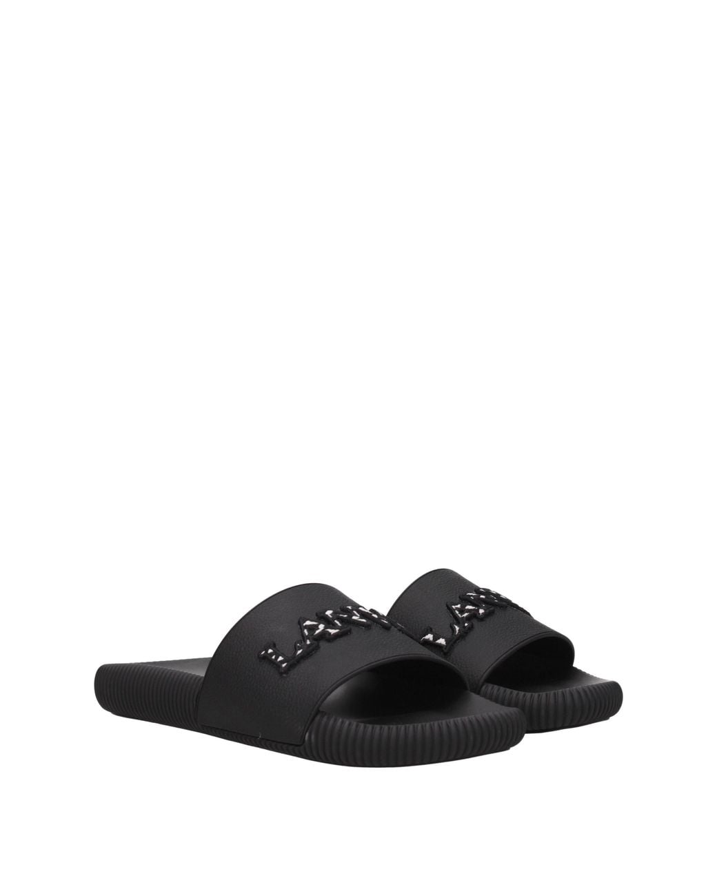Lanvin Black Embellished Logo Slides