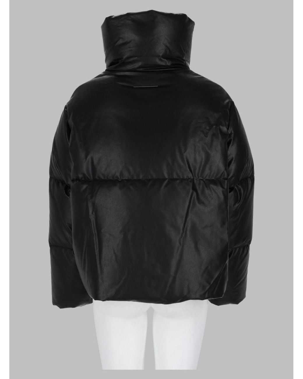 MM6 by Maison Margiela Black Cropped Puffer Jacket With High Neck