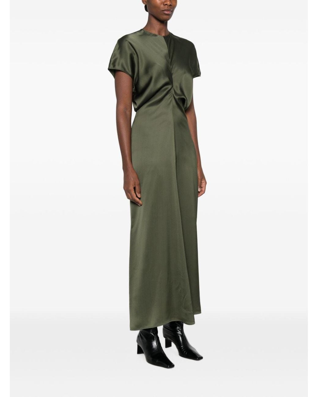 Totême Green Slouch Waist Long Dress