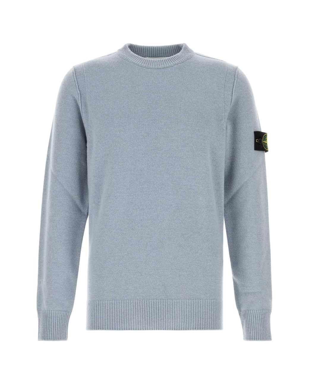 Stone Island Blue Knitted Crew Neck Sweater for men