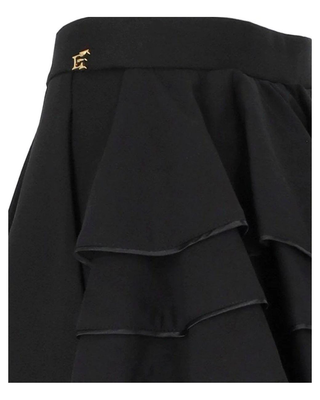 Elisabetta Franchi Black Shorts With Flounces