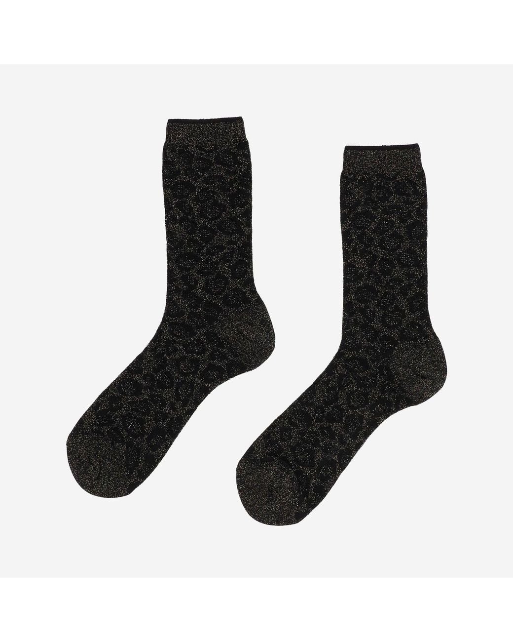 ANT45 Black Stretch Cotton Blend Socks With Animal Print