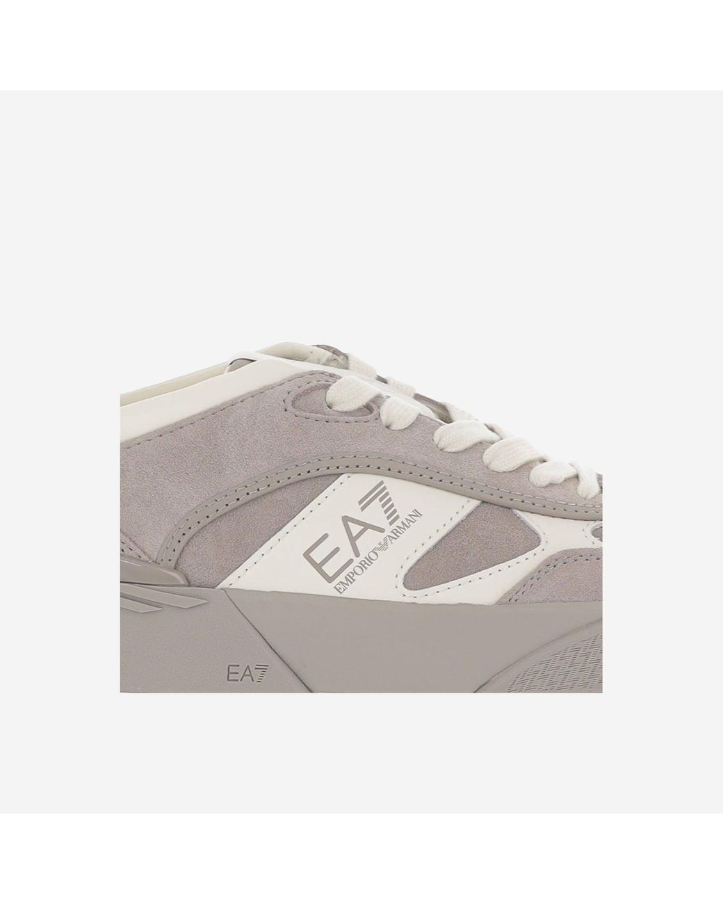 EA7 Gray Leather Sneakers With Side Logo