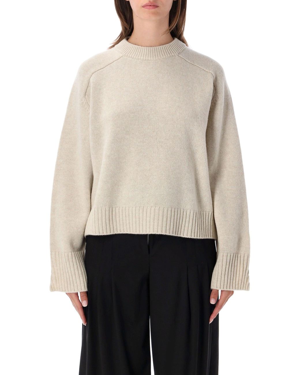 Soeur Natural Ribbed Trim Merino Wool Sweater