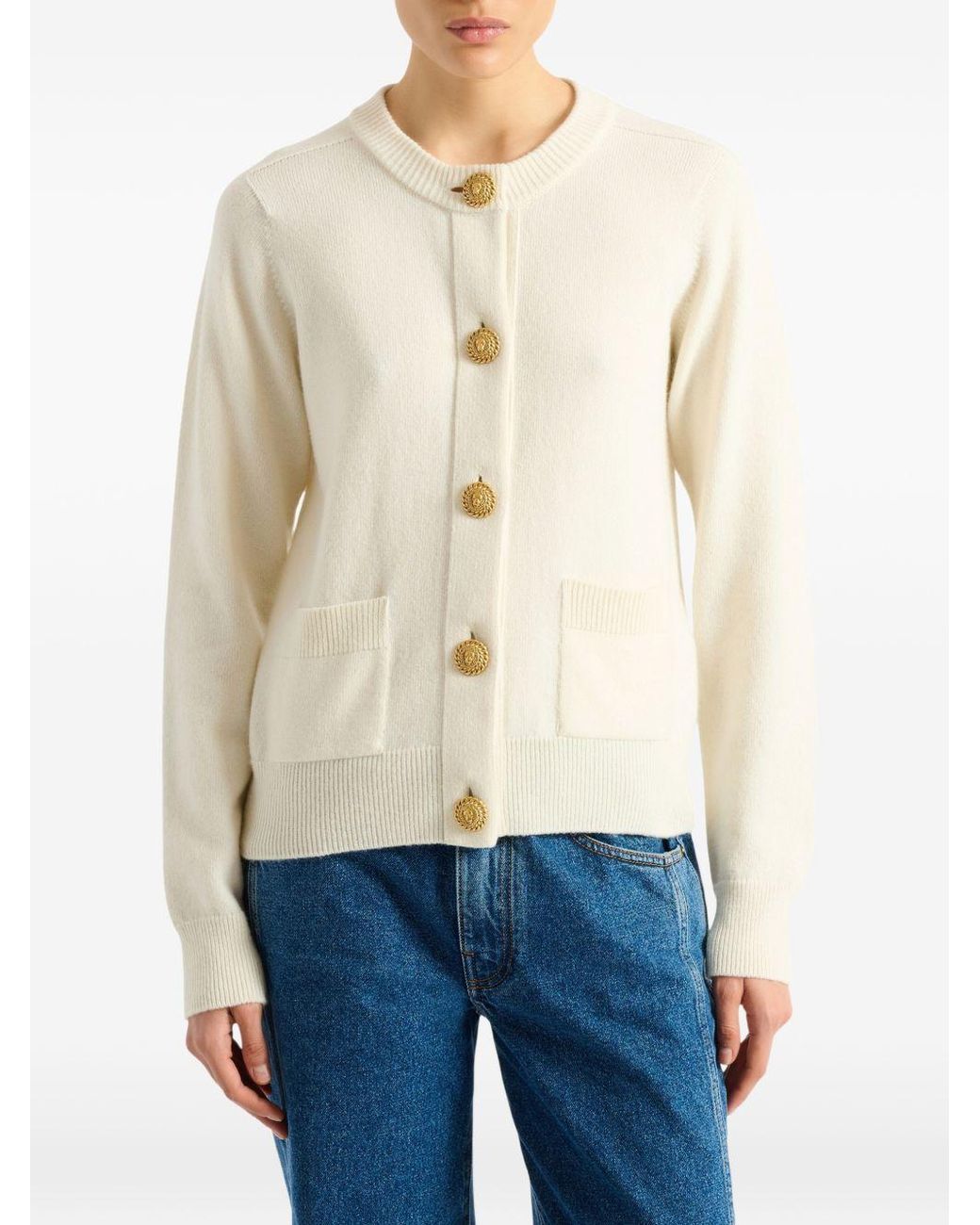 Balmain White Cashmere Cardigan
