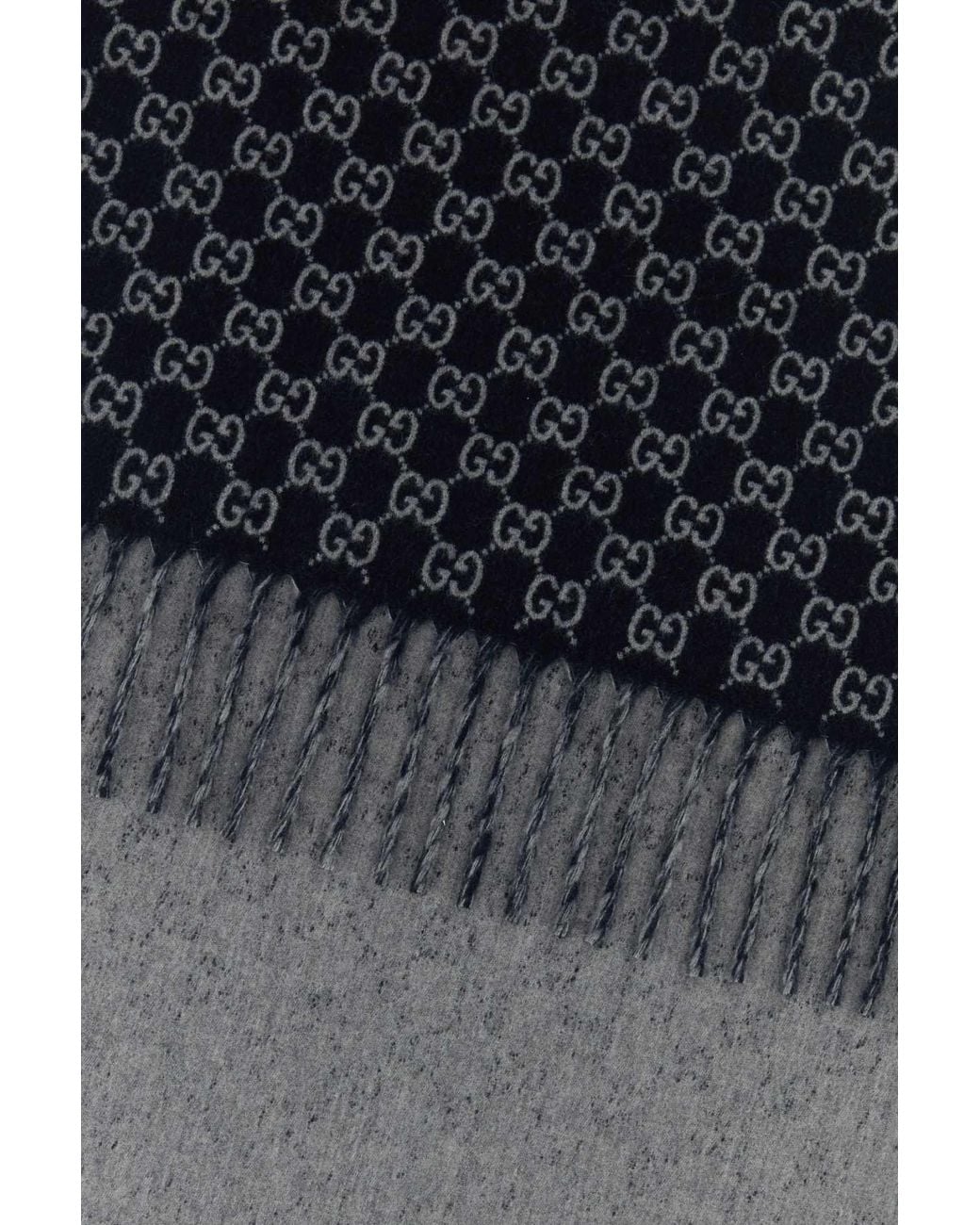 Gucci Blue Embroidered Wool Blend Scarf for men