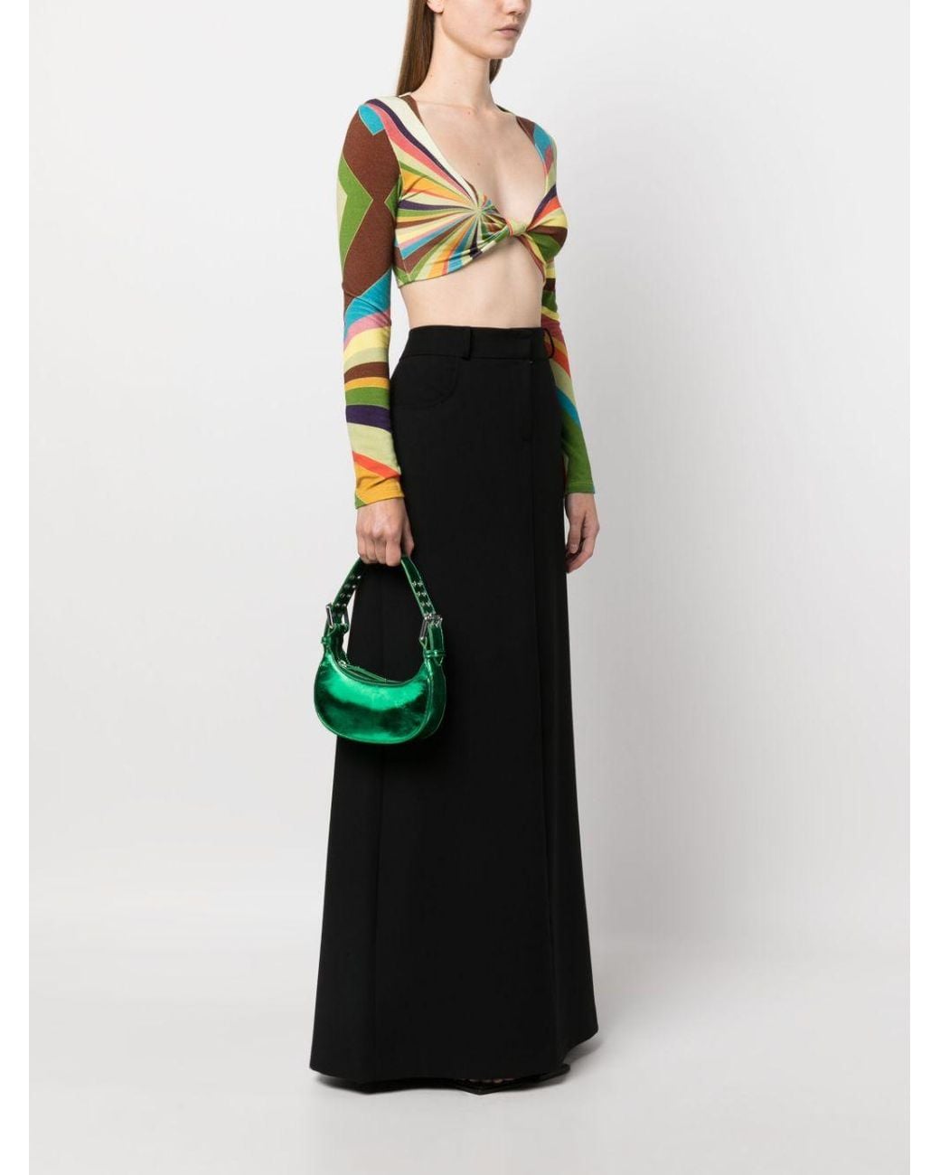 By Far Green Mini Soho Metallic Leather Shoulder Bag