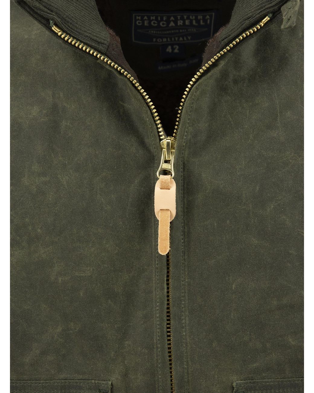 Manifattura Ceccarelli Green Water Repellent Cotton Bomber Jacket for men