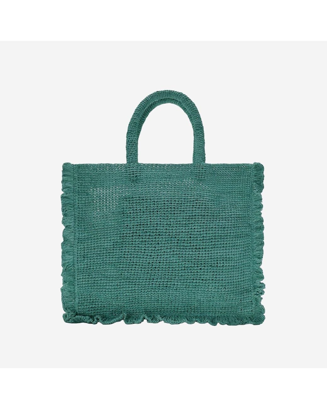 Mc2 Saint Barth Green Volant Raffia Bag