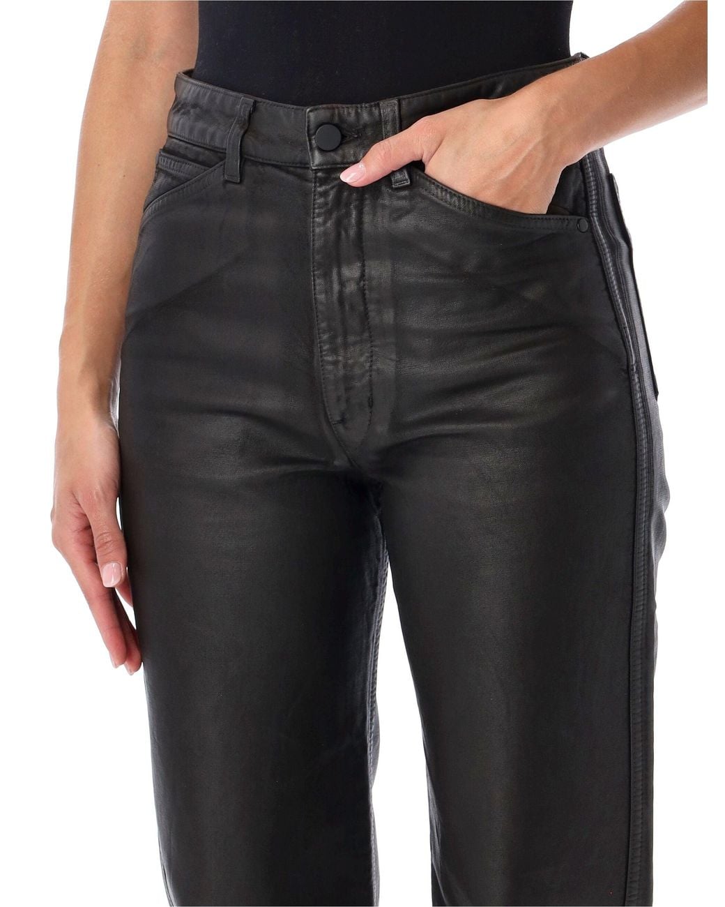 Lemaire Black Coated Straight-Leg Trousers