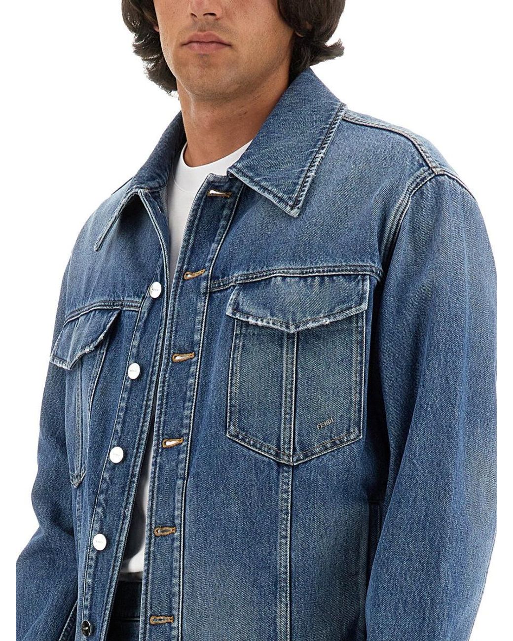Fendi Blue Denim Jacket for men