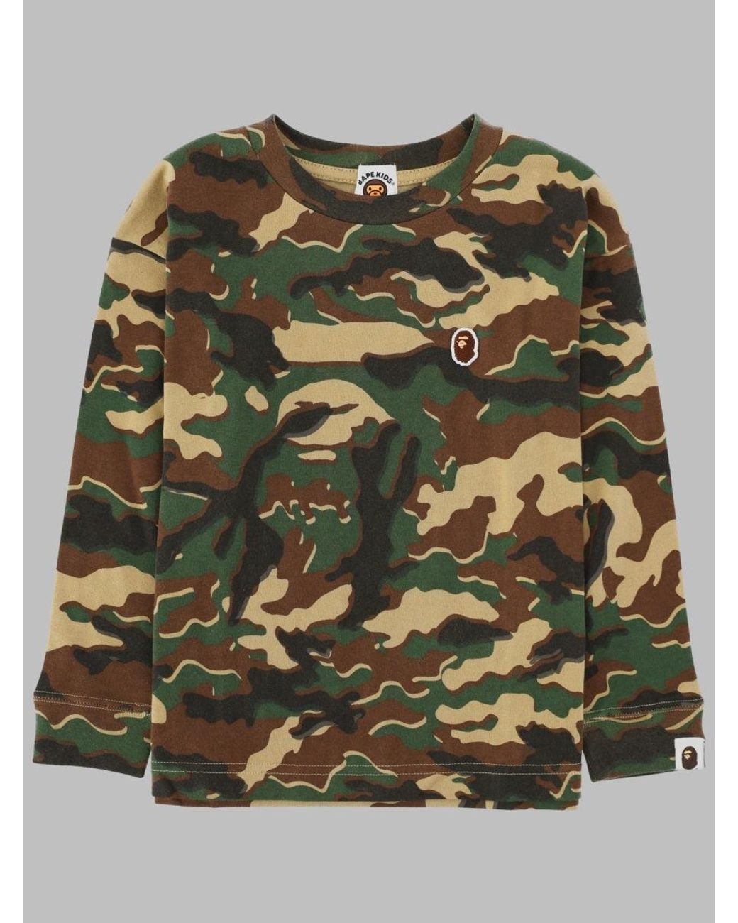 A Bathing Ape Green Camo One-Point Graphic Sweatshirt For Kids