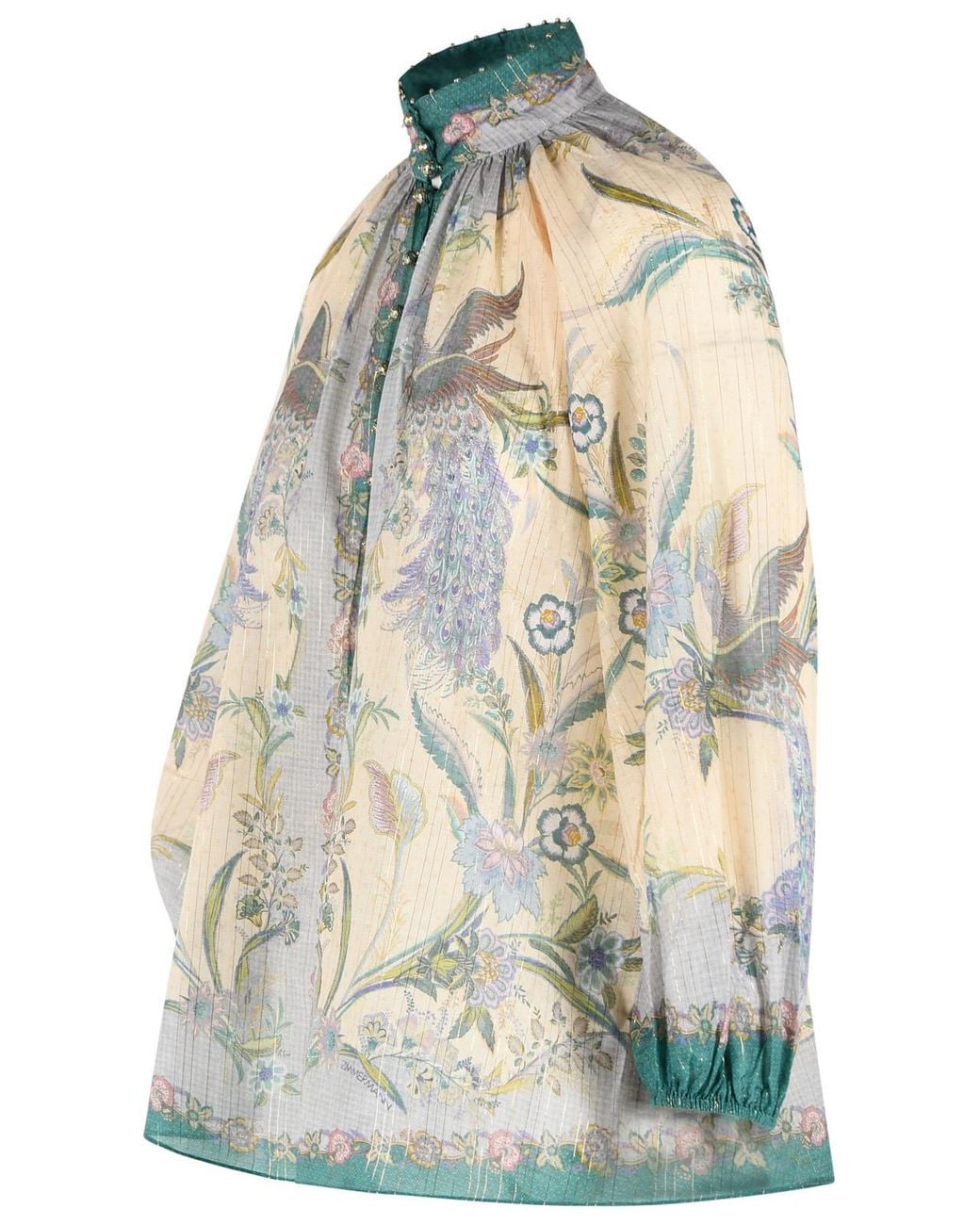 Zimmermann Blue 'Indra Billow' Cotton Blend Blouse