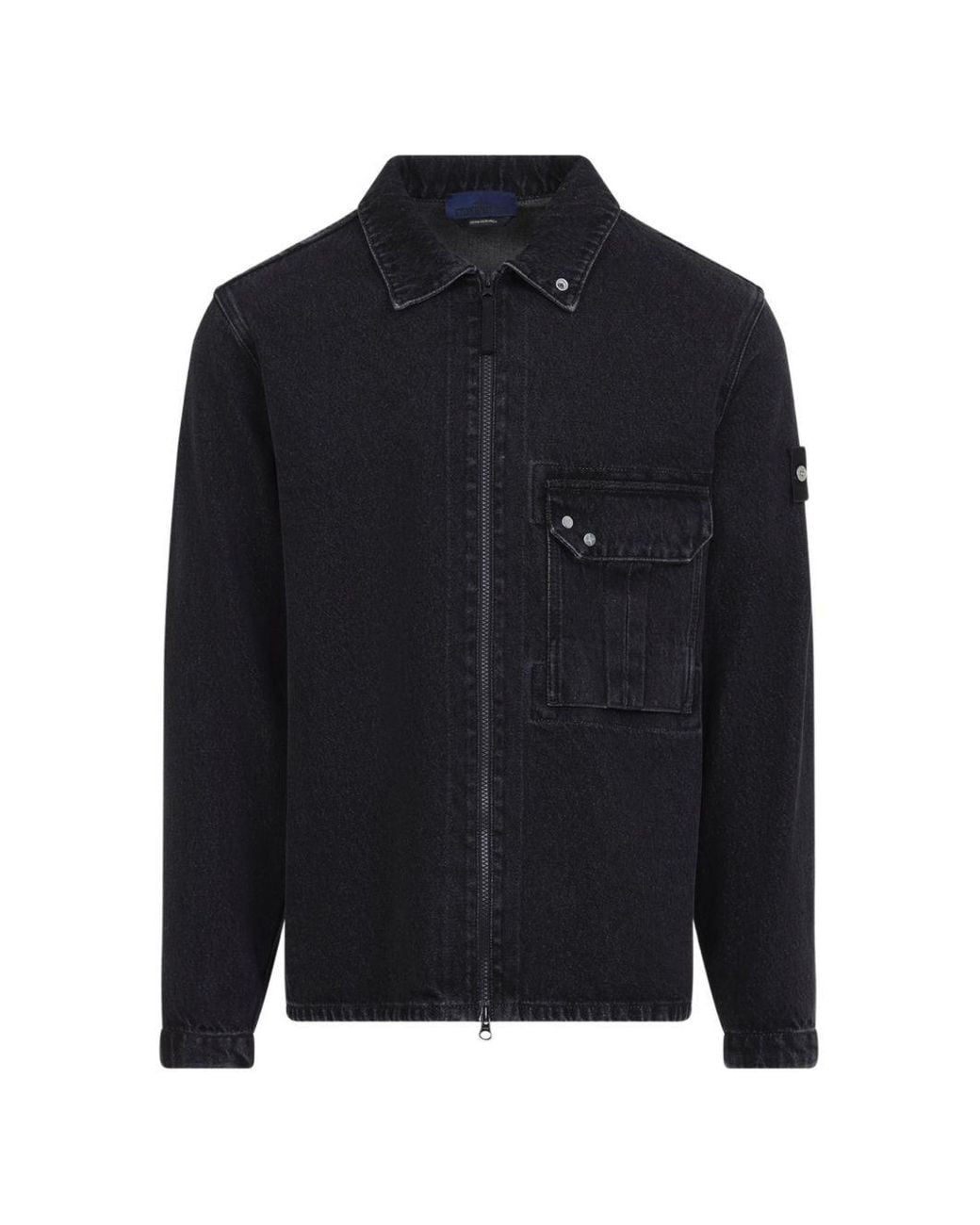 Stone Island Blue Denim Cotton Shirt