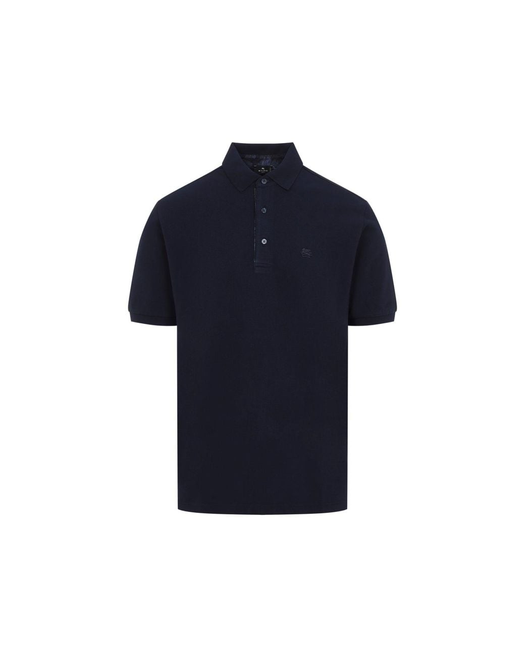 Etro Blue Roma Printed Detail Polo