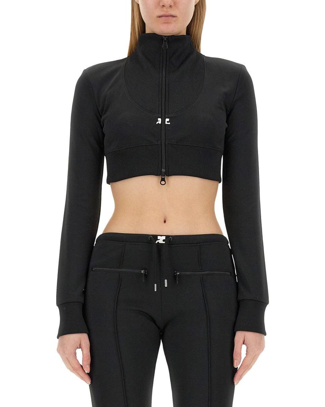 Courreges Black Cropped Jacket With High Collar