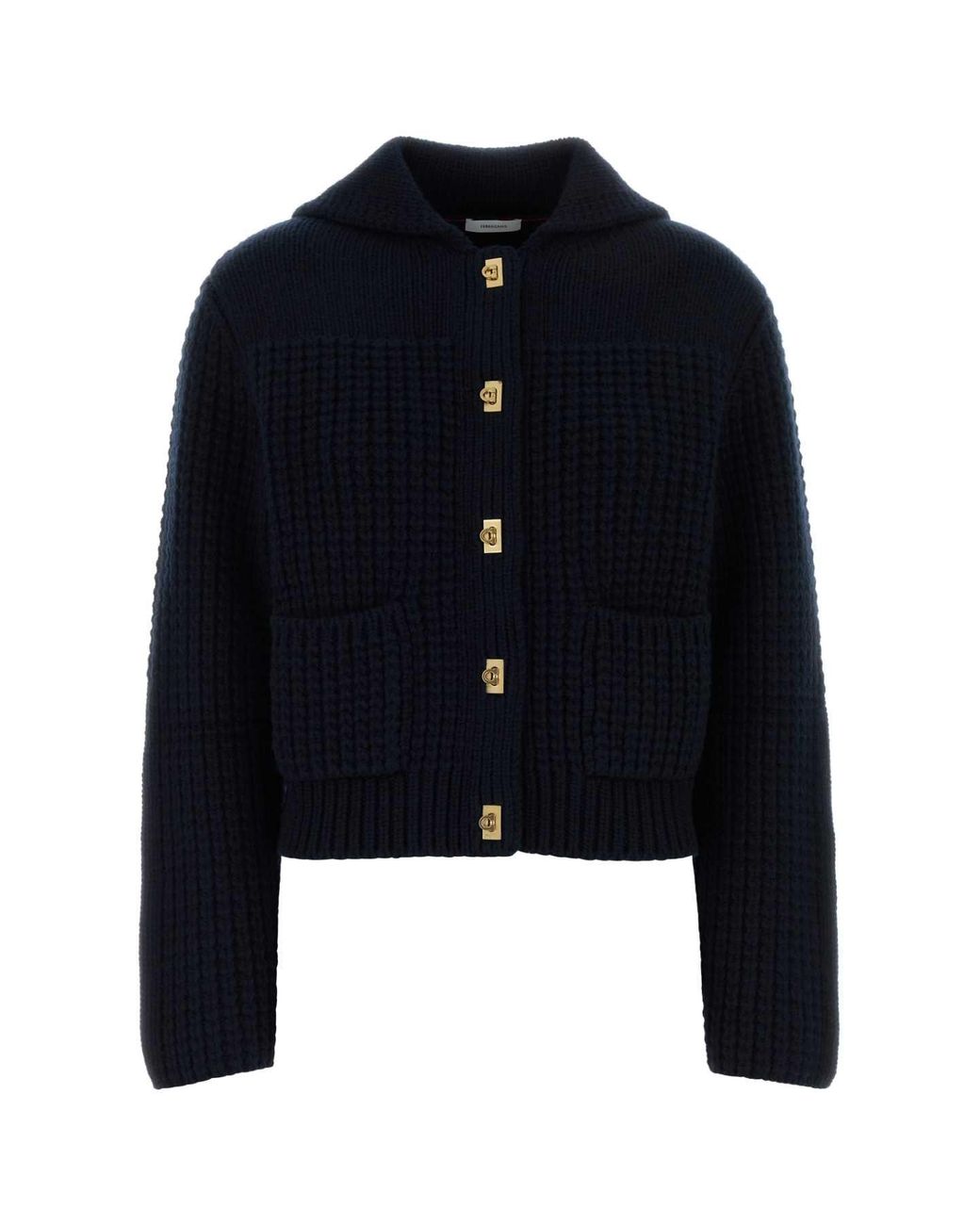 Ferragamo Blue Wool-Cashmere Blend Cardigan For