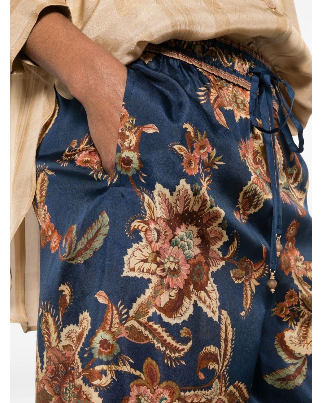 Zimmermann Blue Aster Printed Silk Trousers