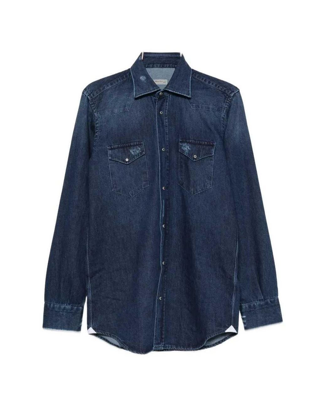 Sartorio Napoli Blue Shirt With Inserts