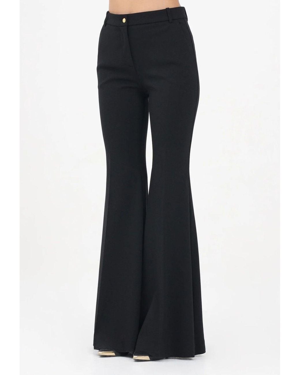 Pinko Black High-Waisted Flared Pants With Tailored Detail