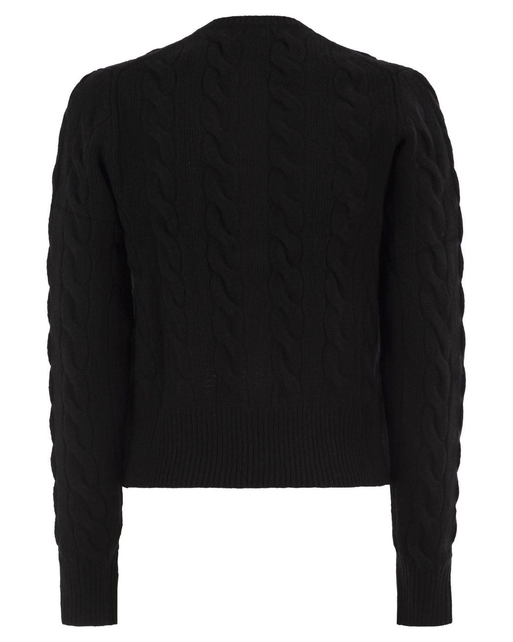 Polo Ralph Lauren Black Wool And Cashmere Cable Knit Cardigan